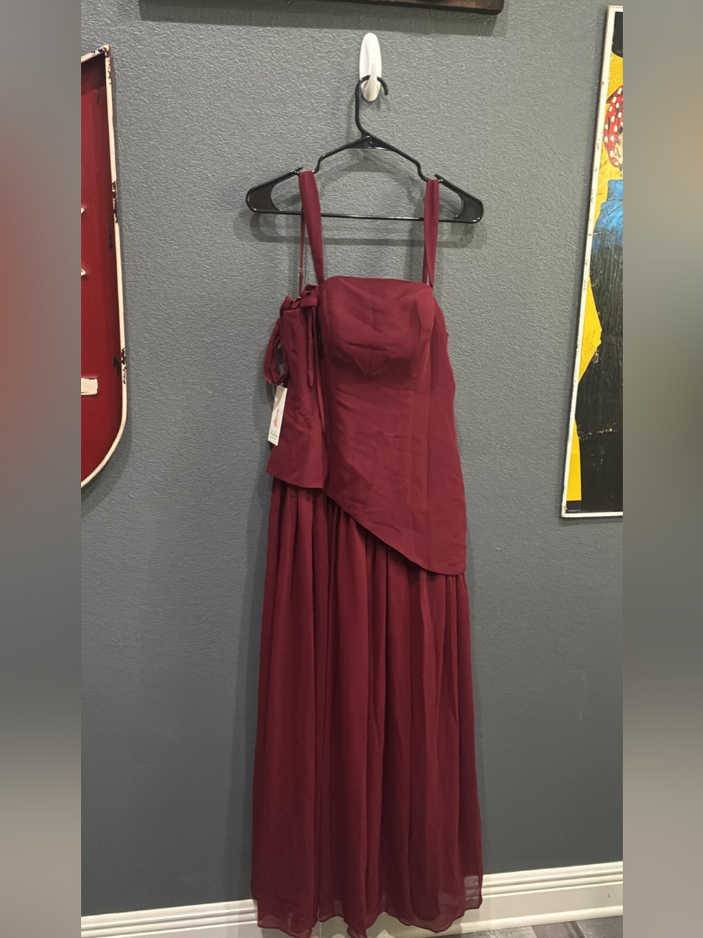 Sleeveless Burgundy Flowing Maxi Dress